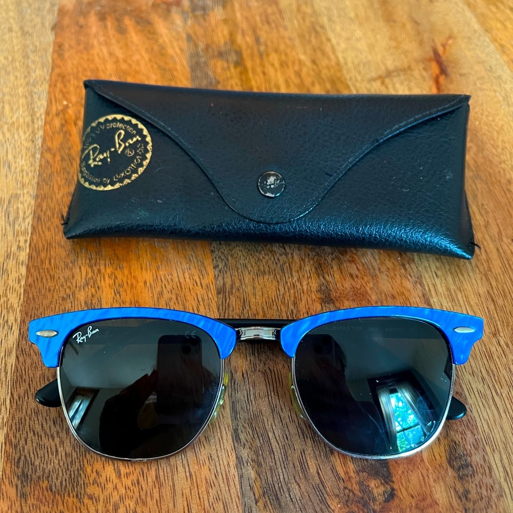 Ray-Ban Clubmaster Sunglasses With Blue Frames